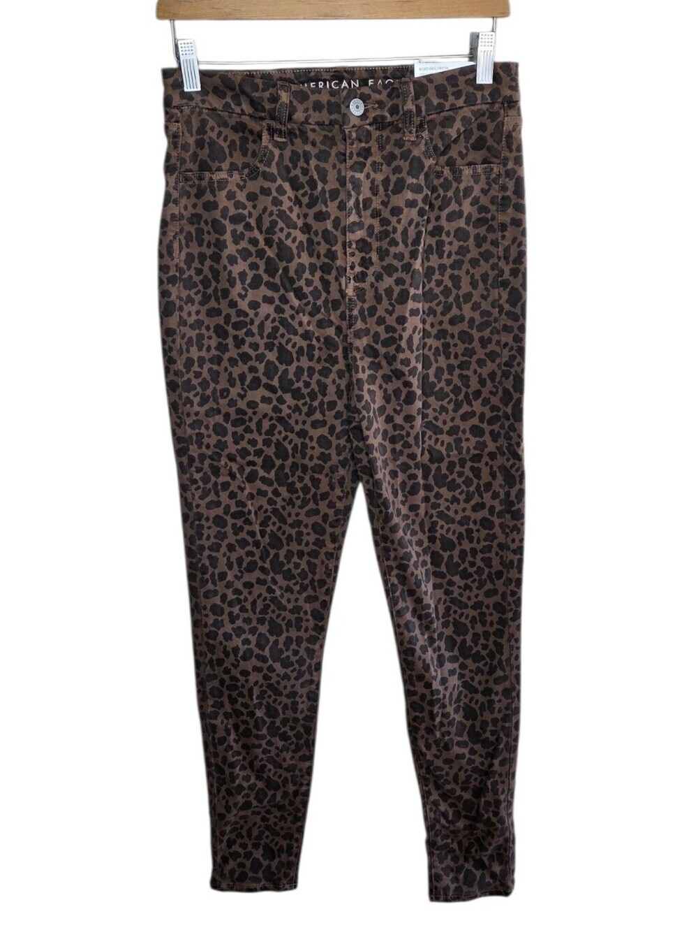 American Eagle Brown Leopard Curvy Super Hi-Rise Jeggings Size 6 New